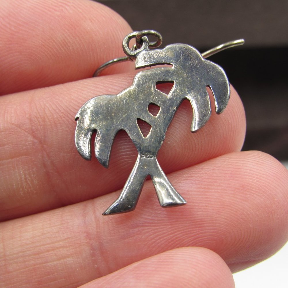 Sterling Silver Rustic Palm Tree Dangle Earrings View 3